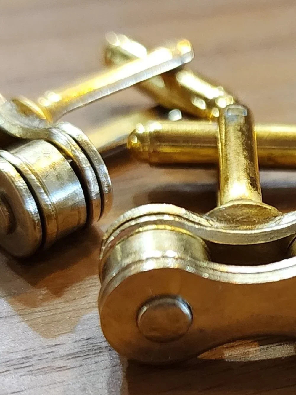 Gold Cufflinks made of Stainless Bike Bicycle chain in Gift Boxed Groomsmen's